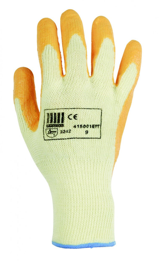 Orange latex gloves for construction