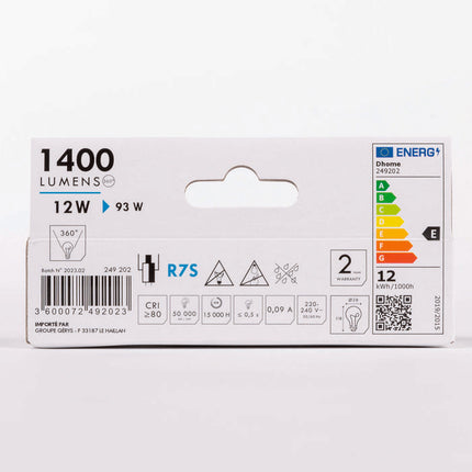 Ampoule LED crayon Dhome R7S 12 W – 1400 lm – 4000 K
