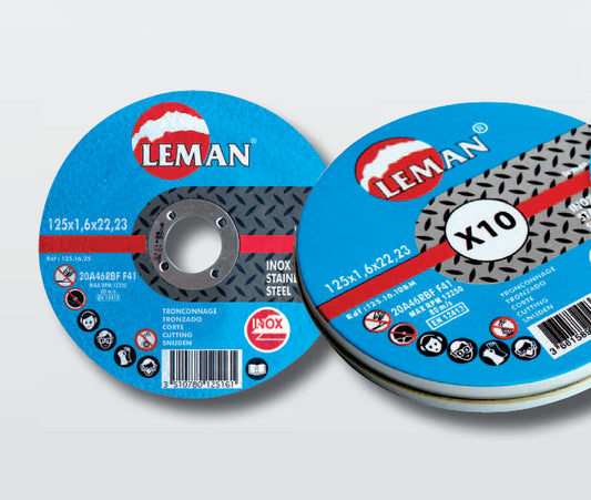 Box of 10 Leman stainless steel cutting discs