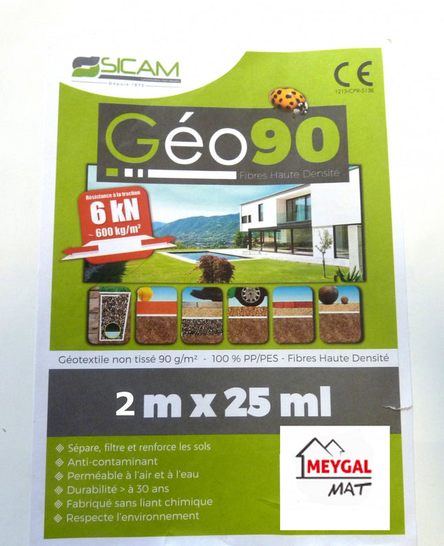Géotextile GEO90 2 X 25 M