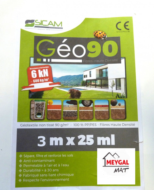 Géotextile GEO90 3 X 25 M