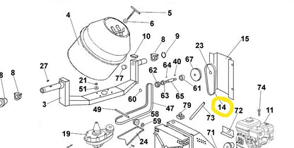 Courroie bétonnière IMER S350, S250 et S190 thermique