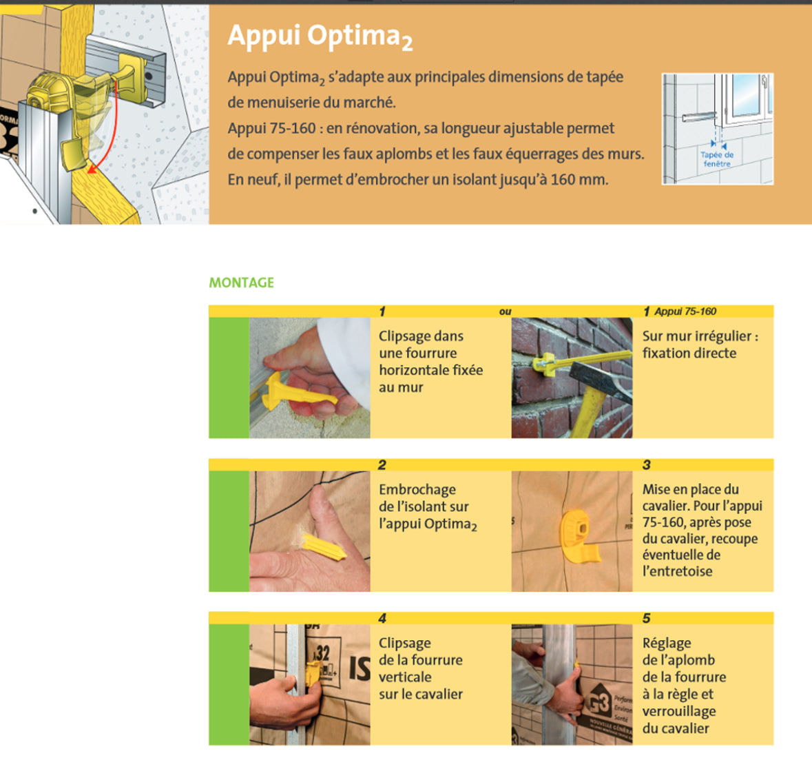 Appui Isover Optima 2 - 75/160 mm