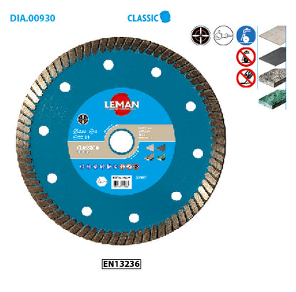 Leman continuous grooved rim tile disc