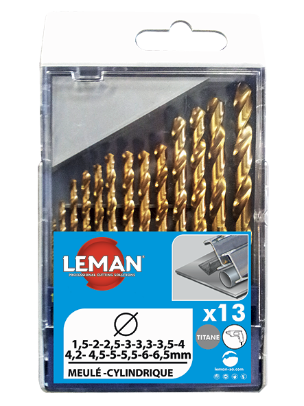 Coffret 13 forets métal HSS Titane Leman