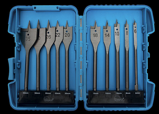 Box of 10 Leman flat wood drill bits