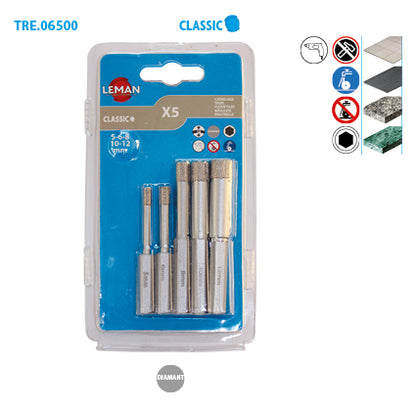 Set of 5 Leman porcelain stoneware diamond drill bits