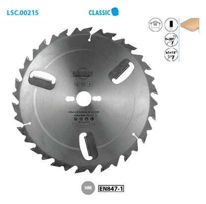 Leman circular saw blade with scraper and anti-kickback