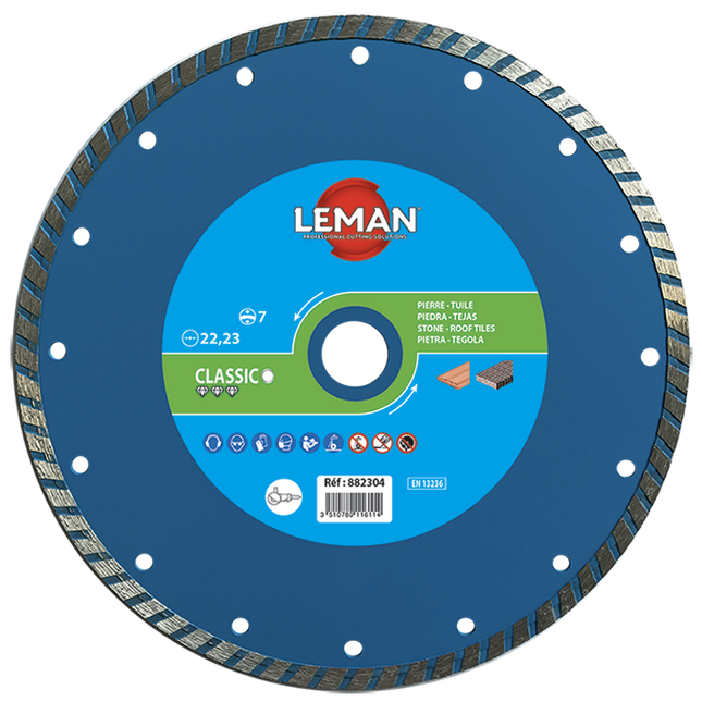 Disque diamant à jante continue cannelée universel Leman