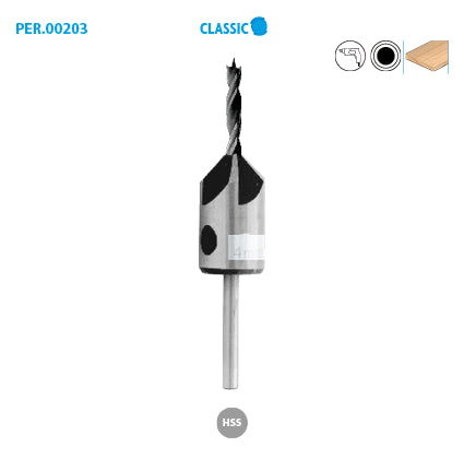 Leman HSS wood twist drill + countersink