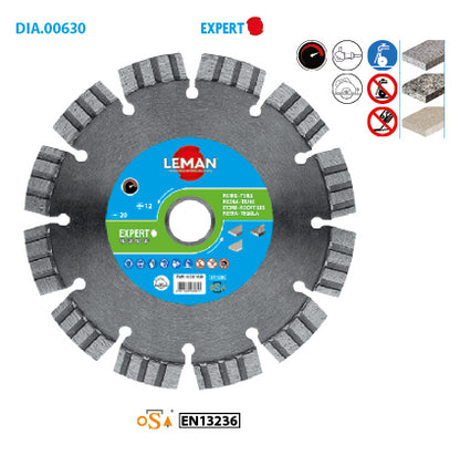 Disque diamant 160 mm Leman, granit, quartz