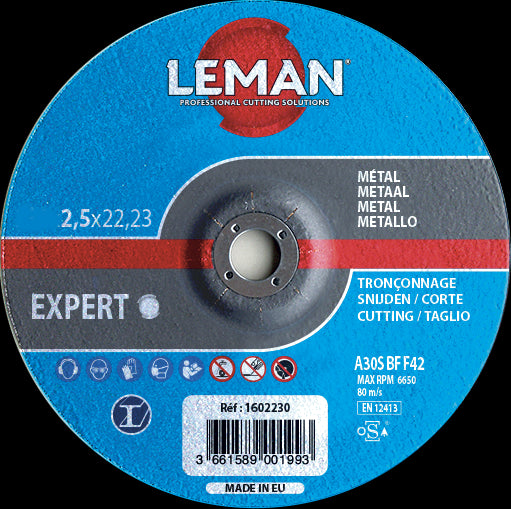 Disque tronçonnage 125 mm métal Leman