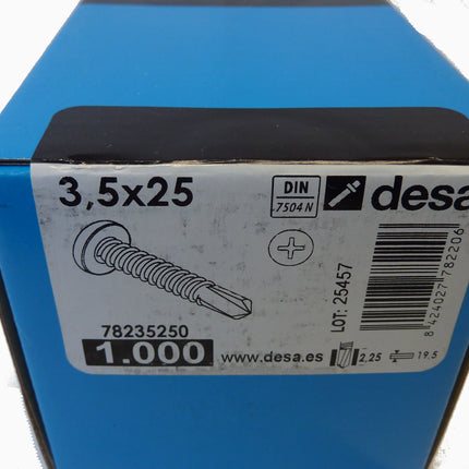 Boîte de 1000 vis autoperforantes 3,5 × 25 mm