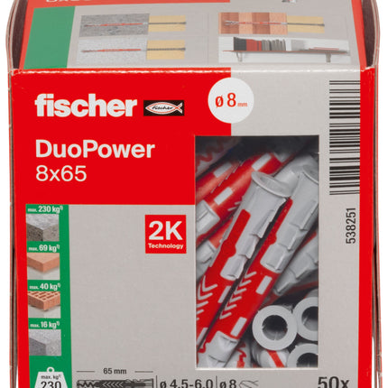 CHEVILLES FISCHER DUOPOWER  8 * 65 collerette