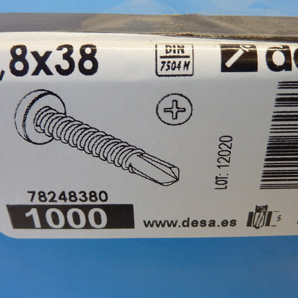 Boîte de 1000 vis autoperforantes 4,8 × 38 mm